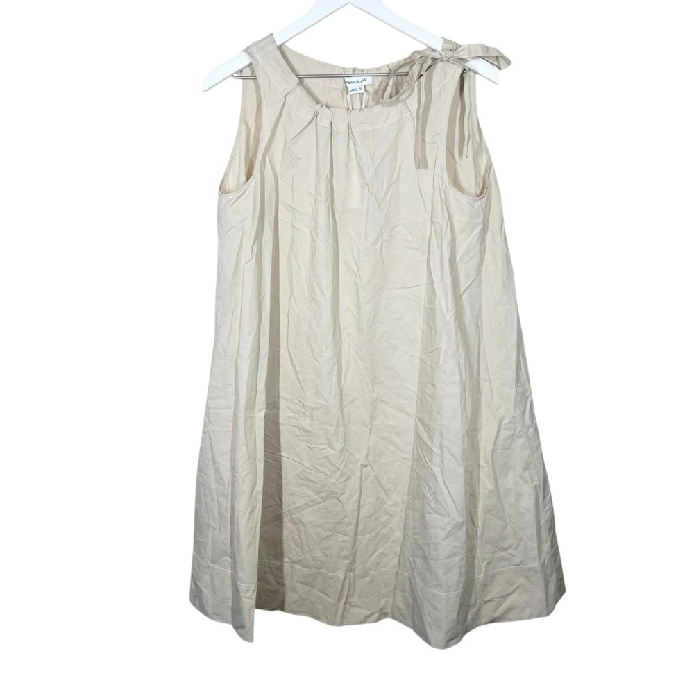 Urban Revivo Women’s Cream Tan Cotton Relaxed sleeveless dress tie shoulder